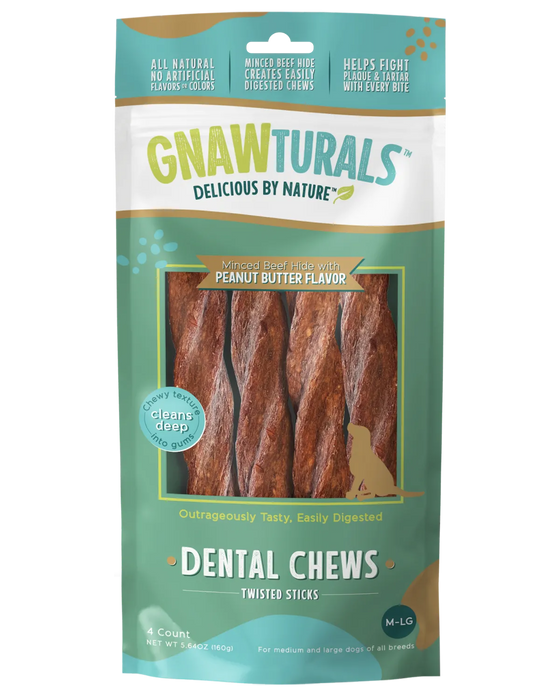 GnawTurals Dental Chews - Peanut Butter Flavored