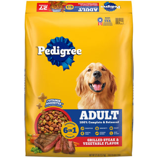 Pedigree Adult Complete Grilled Steak & Vegetable Flavor Dry Dog Food, 40 lbs
