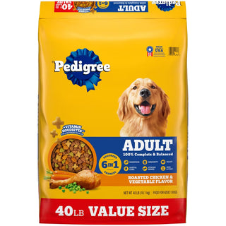 Pedigree Adult Complete Nutrition Roasted Chicken, Rice & Vegetable Flavor Dry Dog Food, 40lb