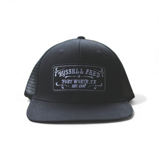 Russell Feed Fort Worth Patch Trucker Cap - Black/Black