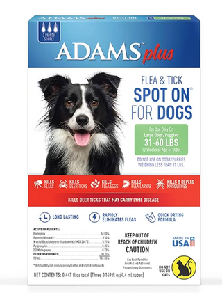 ADAMS+ Flea & Tick Spot On for Dogs Size Large 31-60lb, 3 Month Supply