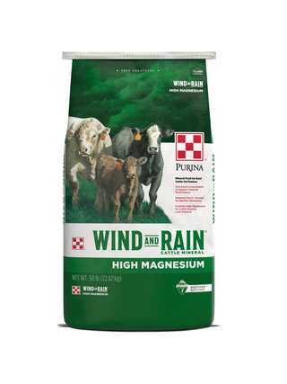 Purina Wind & Rain Hi-Mag 4% Phosphorus Complete Cattle Mineral, 50-lb bag