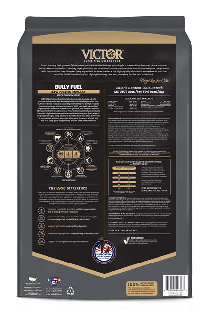 Victor Bully Fuel Dog Food 15lb or 40lb Bag