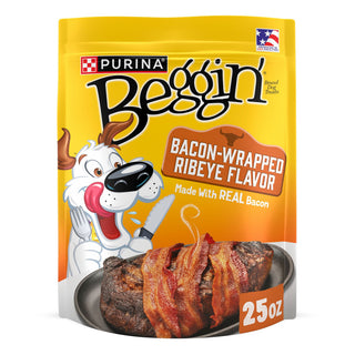 Purina Beggin Strips All Life Stage Dog Treats Bacon-Wrapped Ribeye Flavored, 25oz