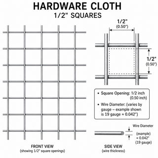 Hardware Cloth 1/2in Spacing -  24in x 10ft, 19G