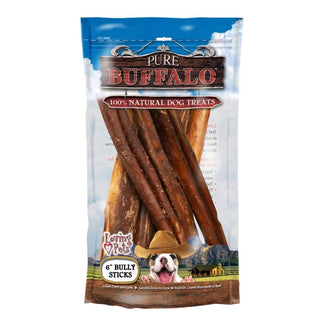 Loving Pets Pure Buffalo Bully Sticks Dog Treat, 6in 6 Count