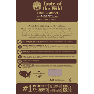 Taste of the Wild Grain Free Pine Forest Canine Recipe with Venison & Legumes