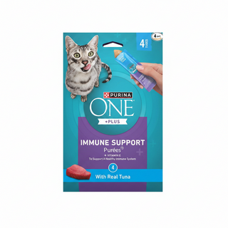 Purina ONE Plus Immune Support Purees with Real Tuna Lickable Cat Treats, 1.4 oz