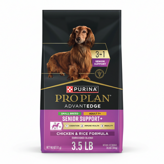 Purina Pro Plan AdvantEDGE Senior Support Plus Small Breed Shredded Blend Chicken and Rice Formula Dry Dog Food, 3.5Ib