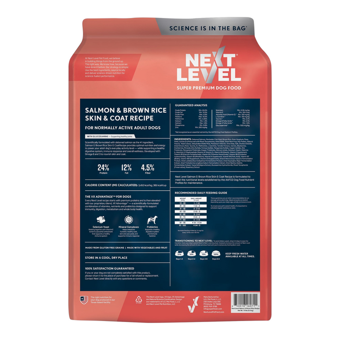 NEXT LEVEL SALMON & BROWN RICE  SKIN & COAT RECIPE 28LB