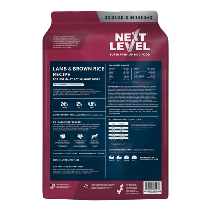 NEXT LEVEL LAMB & BROWN RICE RECIPE 28LB