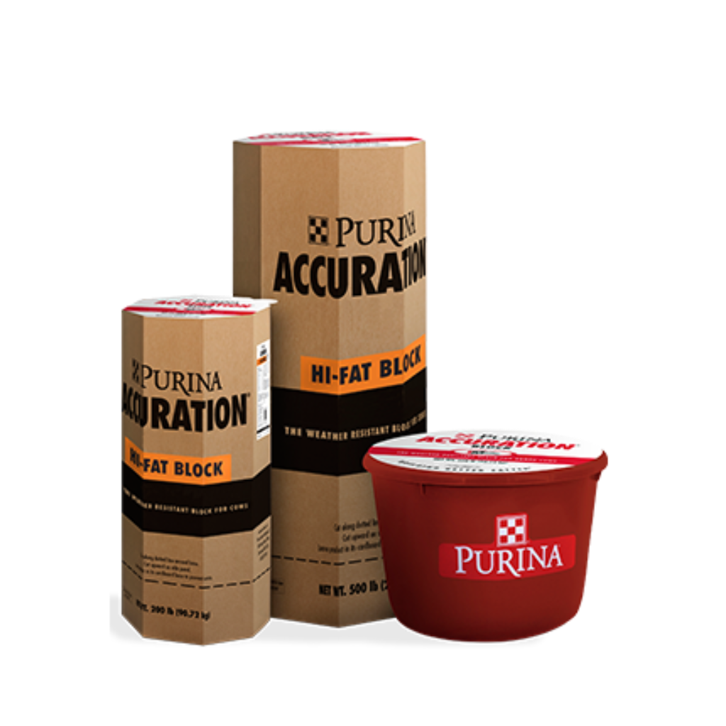 Purina® Accuration® HiFat Block Tub 25/10 200lb — Russell Feed & Supply