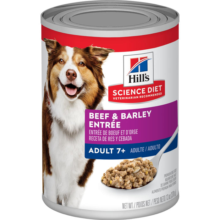 Hills Science Diet Can Dog Adult 7+ Beef & Barley 13oz 12ct